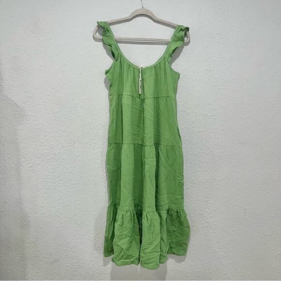 Marine Layer Jude Flutter Sleeve Dress In Jade Sheen - Picture 5 of 12